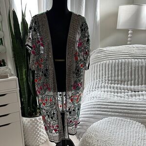 Floral Embroidered Kimono